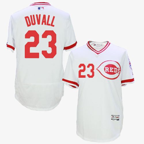 Reds #23 Adam Duvall White Flexbase Authentic Collection Cooperstown Stitched MLB Jersey - Click Image to Close